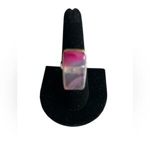 925 Sterling Silver Pink Botswana Agate  Ring